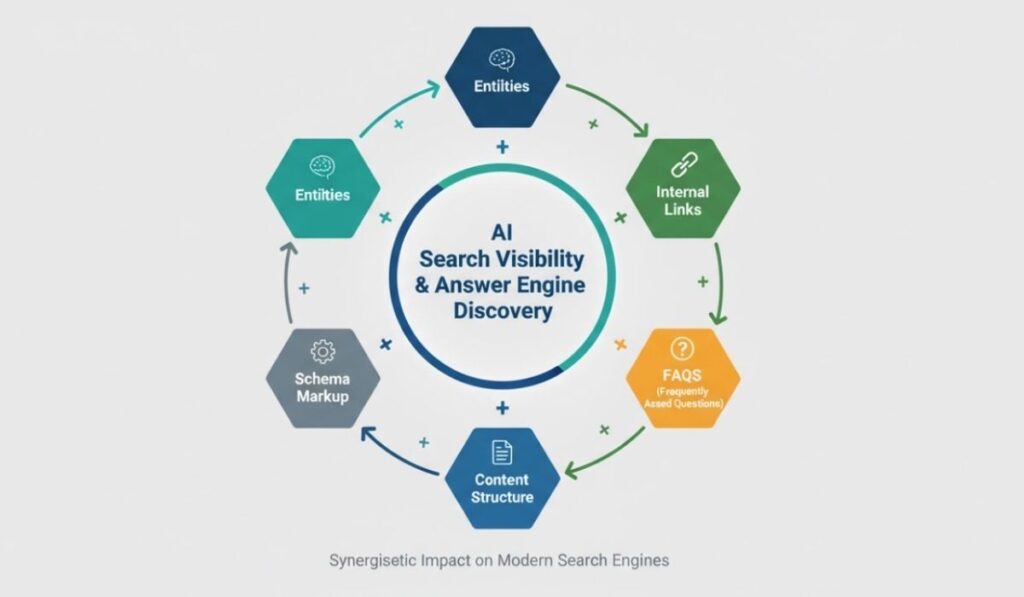 Diagram of AI visibility for on page SEO services