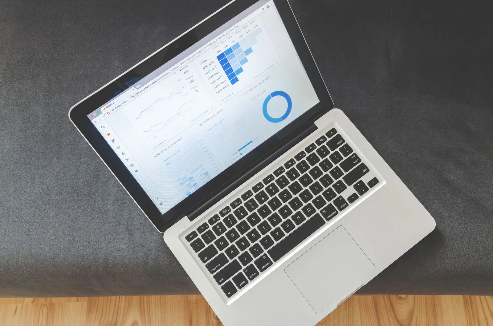 Laptop screen displaying keyword research and search demand analysis