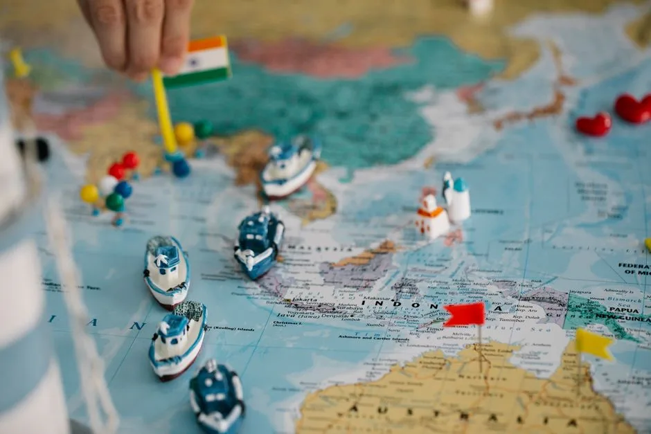 World map with location markers used for regional market and search analysis